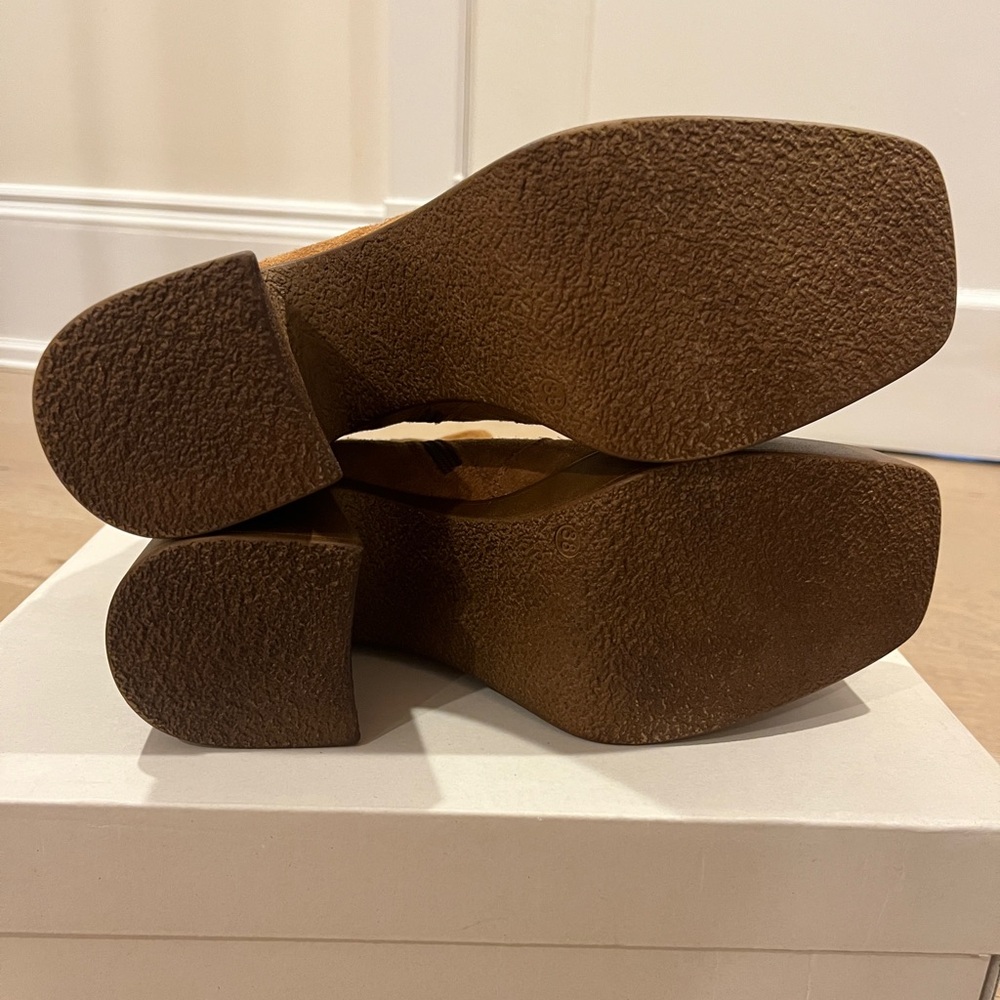 Brown Suede Platform Ankle Boots - Picture 2 of 5